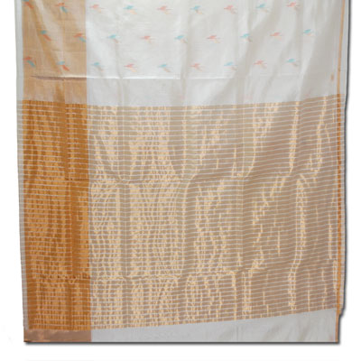 "Halfwhite color venkatagiri Seico saree  HSNM-31 - Click here to View more details about this Product